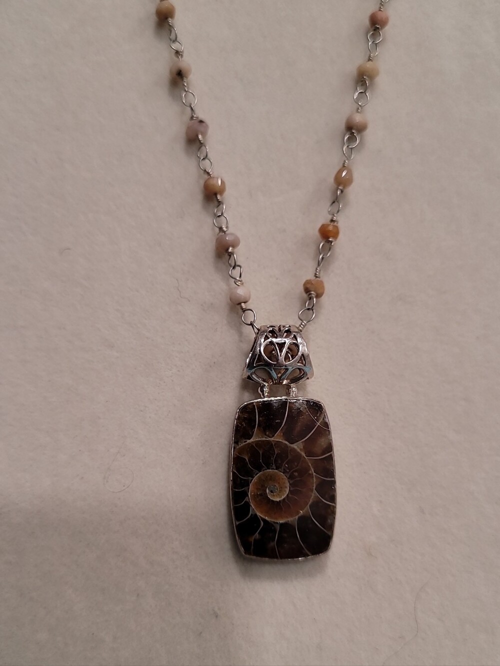 Ammonite Fossil Pendant Necklace Sterling Silver